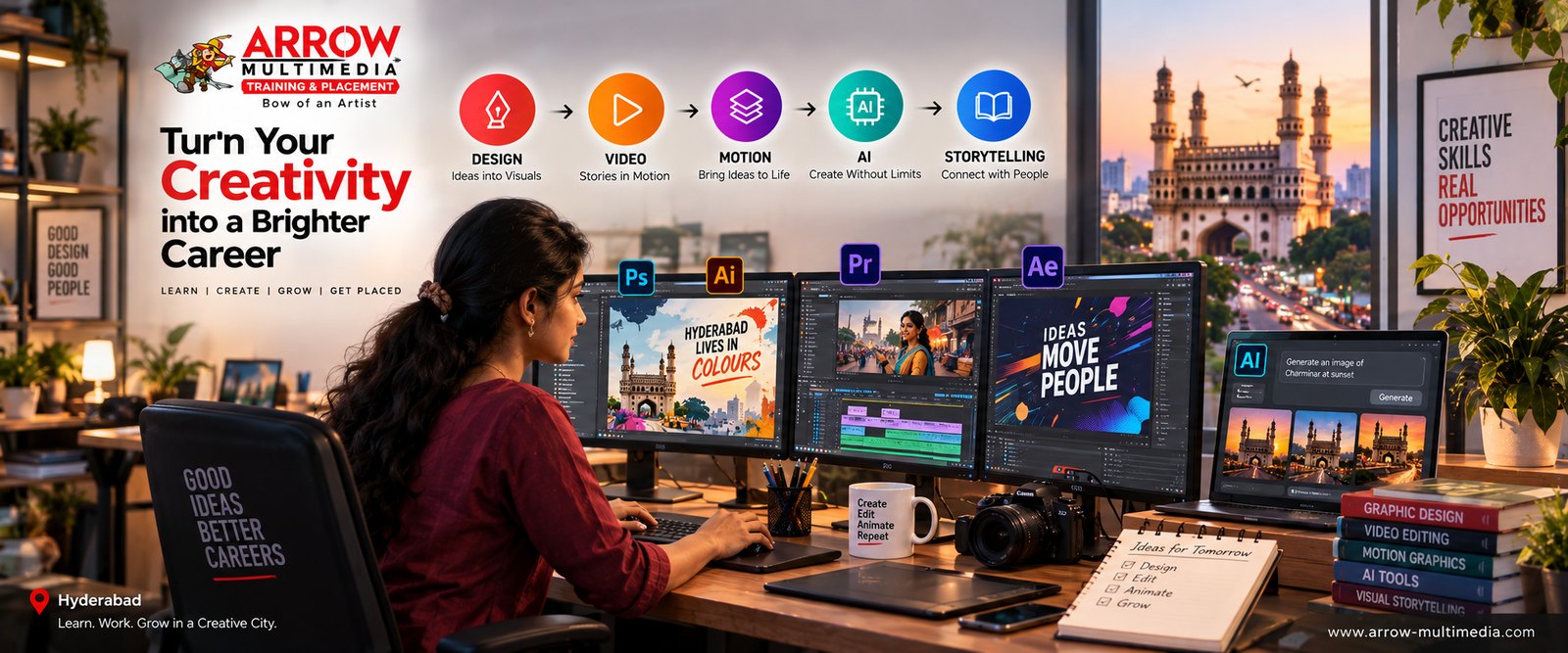 Turn your creativity into a brighter career in graphic design, video editing and motion graphics
