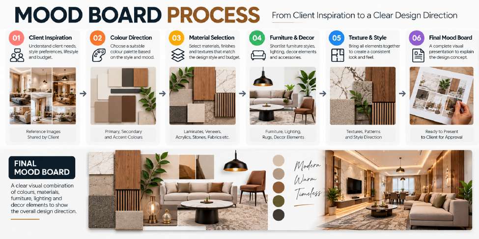 Mood board process from client inspiration to design direction